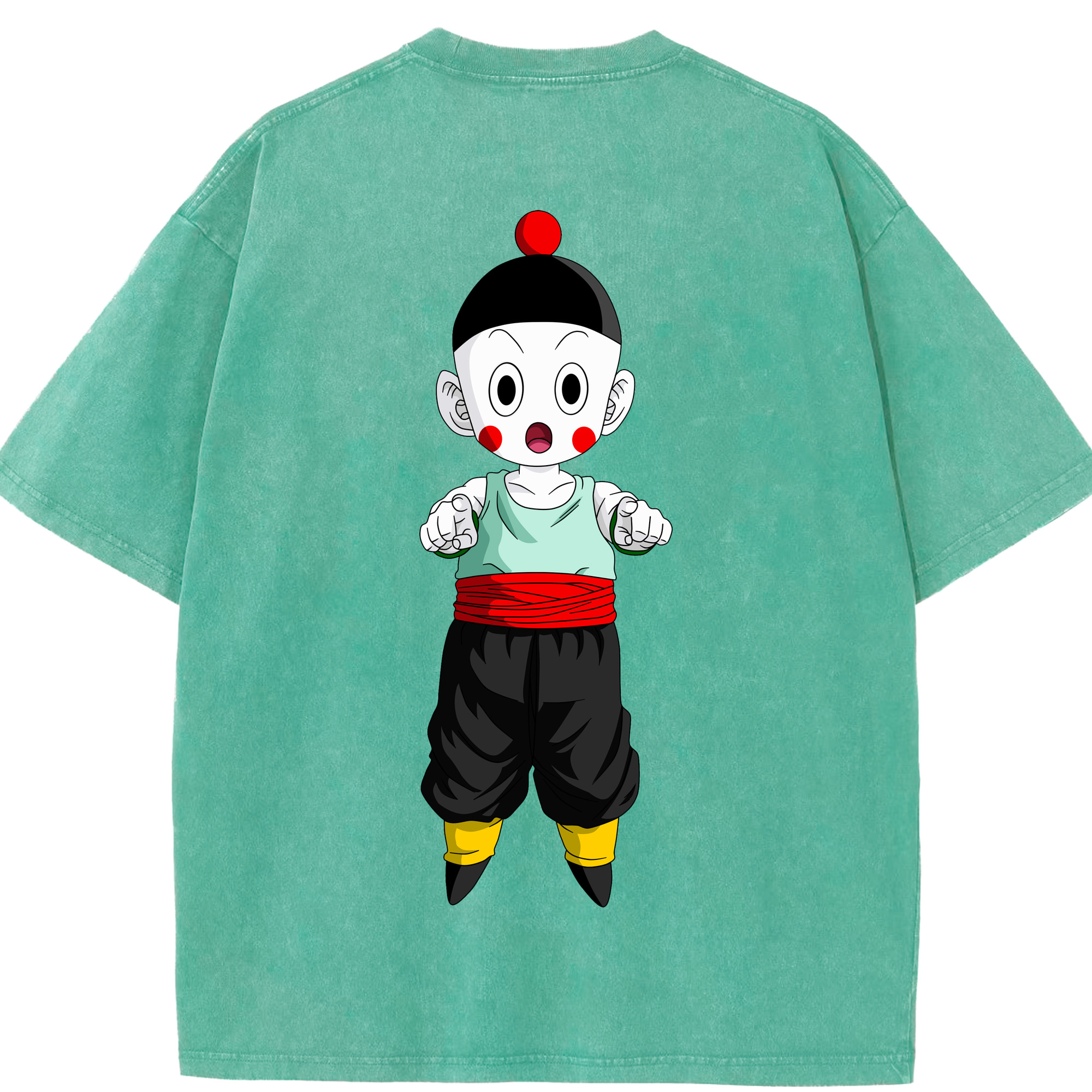 （画像用） ドラゴンボール 餃子（チャオズ）DRAGON BALL Chaoz 綿100% ヴィンテージ風 半袖Tシャツ（背面プリント）